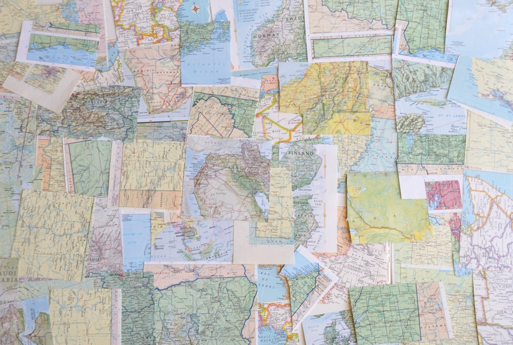 Map Paper Scrap Pack 50 Pieces Scrapbook Paper DIY Wedding - Etsy