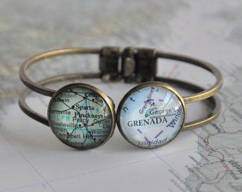 Distance Bracelet Best Friend Gift Custom Map Cuff