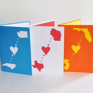 Langstrecken-Liebe Valentine Karte Valentine für Eltern Valentine für Freund Karte nach Maß mit Ihren zwei Staaten