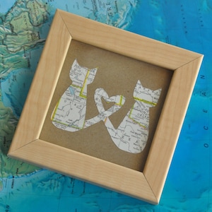 Fernbeziehung Geschenk für Freund Personalisierte Katzenkarte Kunst