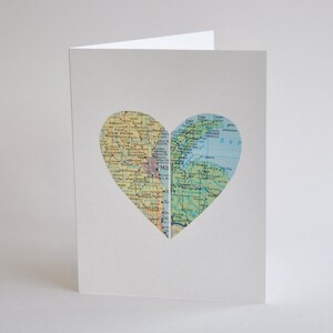 Long Distance Relationship Map Heart in Two Places Custom Map Card image 2