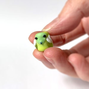 Glass Owl Bead in lime green lampwork flameworked one-of-a-kind OOAK cute sculpture gift figurine handmade art cool colors No. 16 image 4