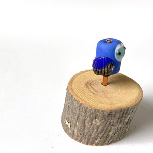 Indigo Blue Owl Glass Bead lampwork flameworked one-of-a-kind OOAK cute sculpture barn owl figurine handmade deep gemstone colors art No. 13 image 3