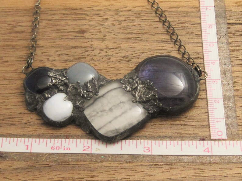Urban Artifact Mauve Purple Statement Necklace Stained Glass Fused Pendant