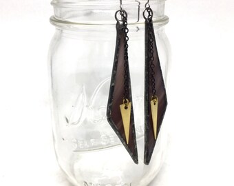 Geometric Drop Earrings | Purple Stained Glass