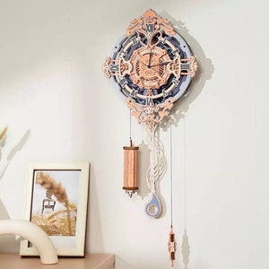 ROKR Romantic Note Wall Clock 3D Wooden Puzzle Robotime DIY Mechanical Model Kit Handcraft Gift