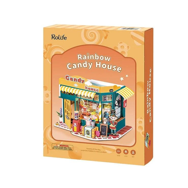 Robotime DG158 - Rainbow Candy House - Kit - Midwest Model  Rolife Rainbow Candy House DIY Miniature Kit DG158 LED Dollhouse New Sealed display picture 1