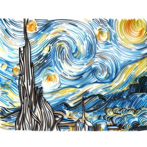 Kit DIY de Quilling de papel de noche estrellada con herramientas, modelo de papel hecho a mano, decoración del hogar, regalo artesanal