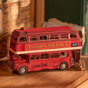 Rolife London Tour Bus 3D Holz Puzzle DIY Mechanisches Modell Kit Handcraft Geschenk Dekoration