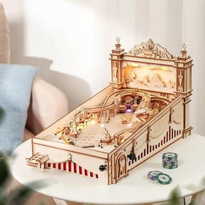 ROKR Pinball Machine 3D Wooden Puzzle Robotime DIY Mechanical Model Kit Handcraft Gift Home Decoration