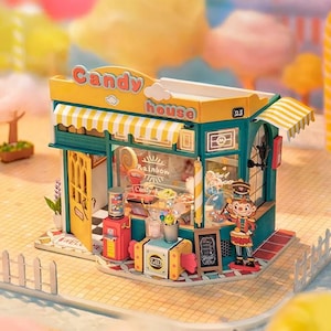 Rainbow Candy House Rolife DIY Miniature Dollhouse Kit 3D wooden Puzzle Model Building Kit Handcraft Art Decoration Gift