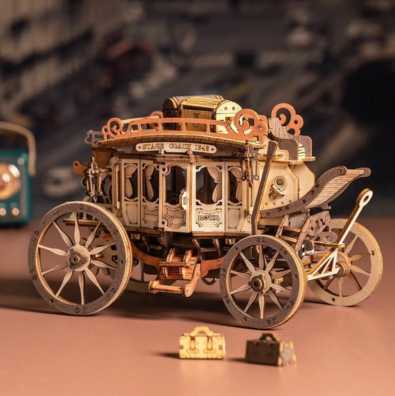 ROKR Stagecoach 3D Wooden Puzzle Robotime Carriage DIY Mechanical
