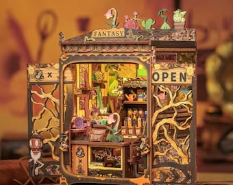 Fantasy Plant Shop DIY Book Nook Kit, Miniature Wooden Dollhouse