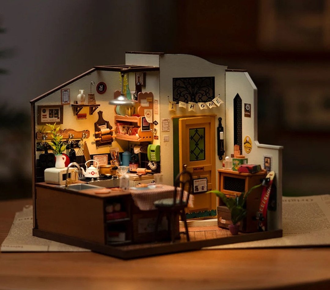 Cozy Kitchen Rolife DIY Miniature Dollhouse Kit 3D Wooden Puzzle Model ...