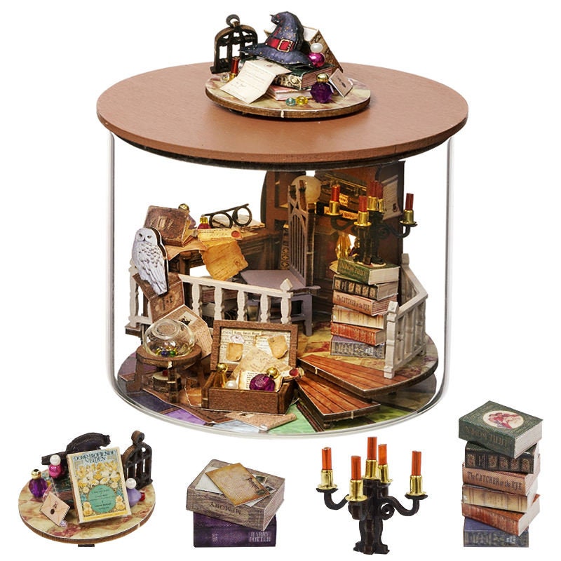 DIY Miniatur-Puppenhaus Kit „Magic House“ – Mit Staubdichter Abdeckung & LED Zum Selberbauen | Holz-Modell