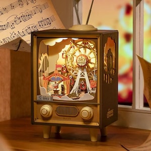 Rolife Sunset Karneval 3D Holzpuzzle DIY Mechanisches Modell Kit Spieluhr Orrery Modell Handwerk Geschenk