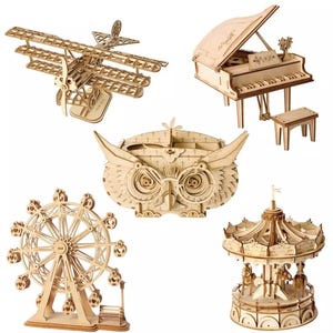 Rolife 3D Holzpuzzle DIY Holzmodellbau Flugzeug Klavier Riesenrad Basteln Geschenk