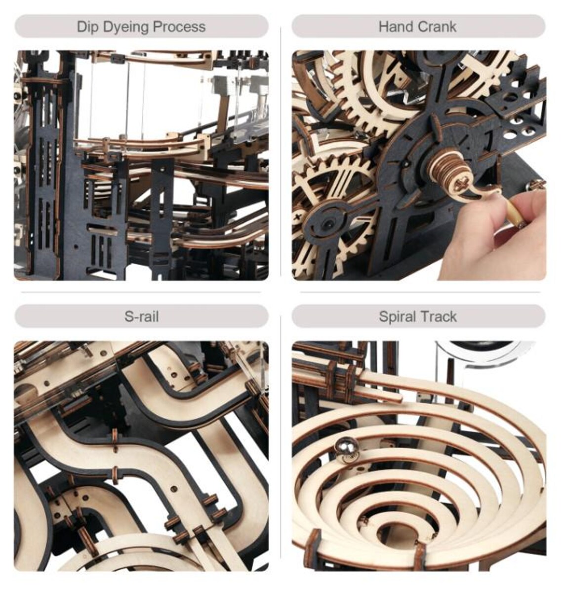 Puzzle 3D En Bois – Circuit De Billes Avec LED Et Sons – Kit Mécanique DIY – Déco Bureau