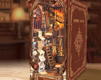 Magic World Book Nook Kit, DIY Miniature Bookshelf Insert