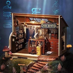 Kiki's Magic Emporium Rolife DIY Miniature Dollhouse Kit 3D wooden Puzzle Model Building Kit Handcraft Art Decoration Gift