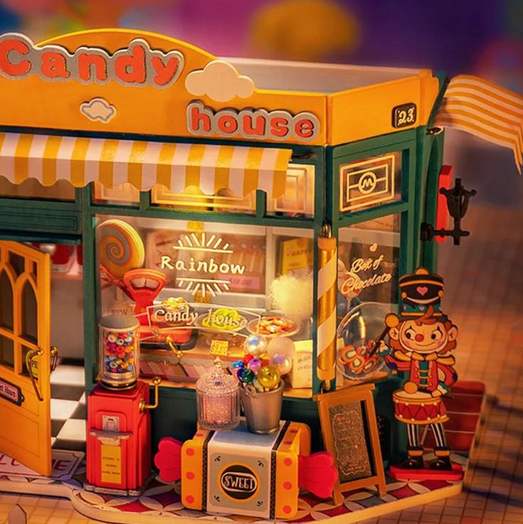 Robotime DG158 - Rainbow Candy House - Kit - Midwest Model  Rolife Rainbow Candy House DIY Miniature Kit DG158 LED Dollhouse New Sealed display picture 1