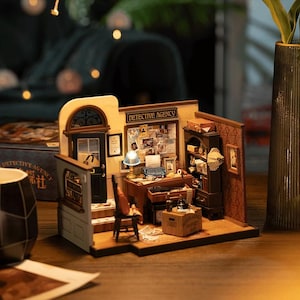 Mose's Detective Agency Rolife DIY Miniature Dollhouse Kit 3D wooden Puzzle Model Building Kit Handcraft Art Decoration Gift