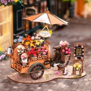Rolife Blossom Cart 3D木製パズル Robotime DIY 機械モデルキット ハンドクラフト ギフト ホームデコレーション