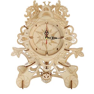 Retro Pendulum Clock 3D Wooden Puzzle DIY Mechanical Model Kit Handcraft Gift