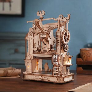 ROKR Classic Printing Press 3D Wooden Puzzle Robotime DIY Mechanical Model Kit Handcraft Gift Home Decoration