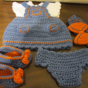 Denim Style Jumper Set Crochet Pattern fits 13&quot; My Child Dolls