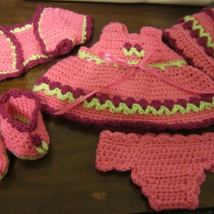 Rosebud Dress Set Crochet Pattern fits 13&quot; My Child Dolls