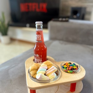 Personalized Couchbar Small Heart - Wooden Drink and Snack Holder - Snack bar - Couchbutler - Sofa Bar - Couchbar -Valentine Gift