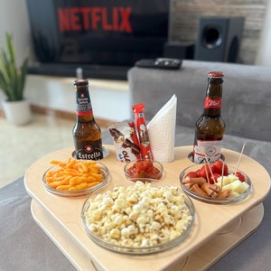 Personalized Heart CouchBar - Wooden Drink and Snack Holder - Snack bar - Couchbutler - Sofa Bar - Couchbar - Movie Night - Valentine Gift