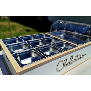 Charcuterie Display – Portable Wooden Buffet Station for Events & Shop Counters - Tabletop Charcuterie Stand for Catering  Weddings Desktop