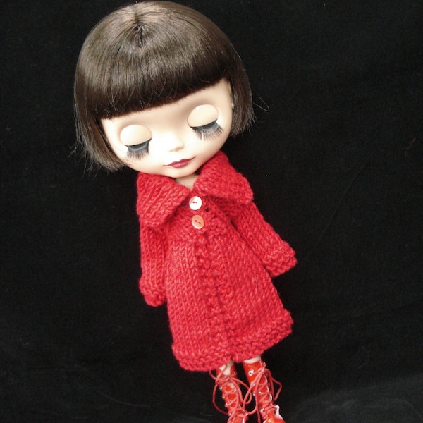 pdf knitting pattern -Slouchy Roll neck cardigan coat for Blythe