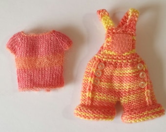 PDF knitting Pattern - Summer Days hotpants and t shirt  for 12" Blythe