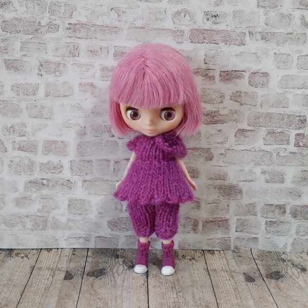 pdf knitting pattern - Petite Blythe Tunic dress and bloomers set.