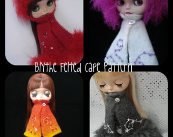 pdf knitting pattern - Felted cape for Blythe
