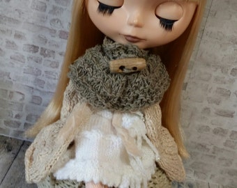 Blythe @home - Chunky knit capelet PDF pattern for 12" Blythe doll