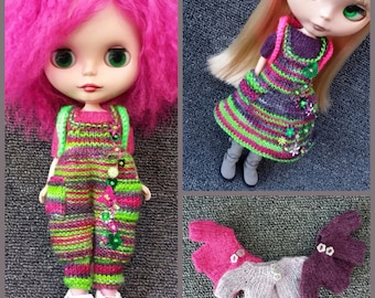 PDF Pattern for Blythe Romper Rumpus, pinafore and cropped cardigan.