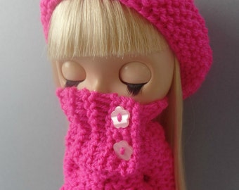 PDF knitting pattern - Winter Jewels coat, muffler and onesie  set for 12" Blythe/Middie/Sindy/Tangkou