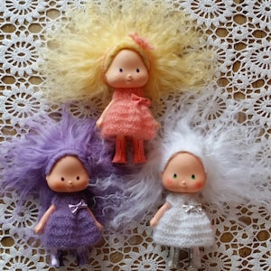 PDF knitting pattern - Candy Floss dress and flower headband for vintage Strawberry Shortcake doll