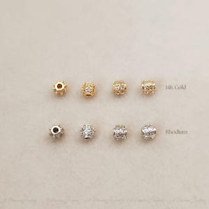 Spacer Beads Tube with Gemstone 3.6mm / 14K Rolled Gold & Rhodium / 2pcs