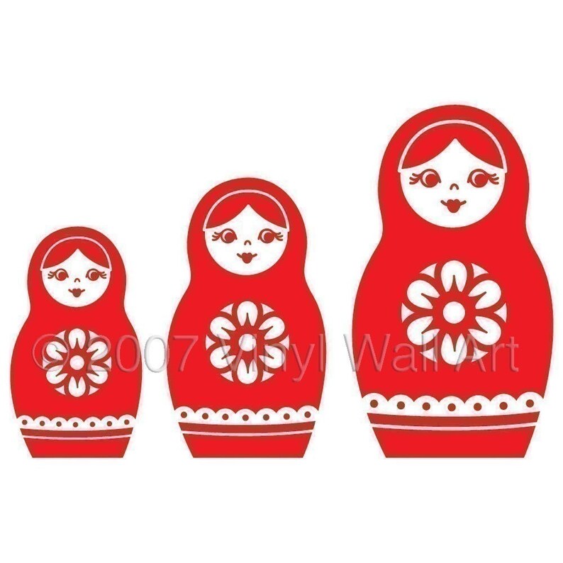 Nesting Dolls Vinyl Decal set of 3 Size SMALL Home Decor Etsy
