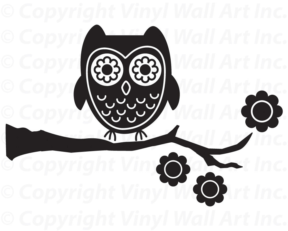 Owl Decal Owl on a Branch Decal Size SMALL owl Owl Etsy