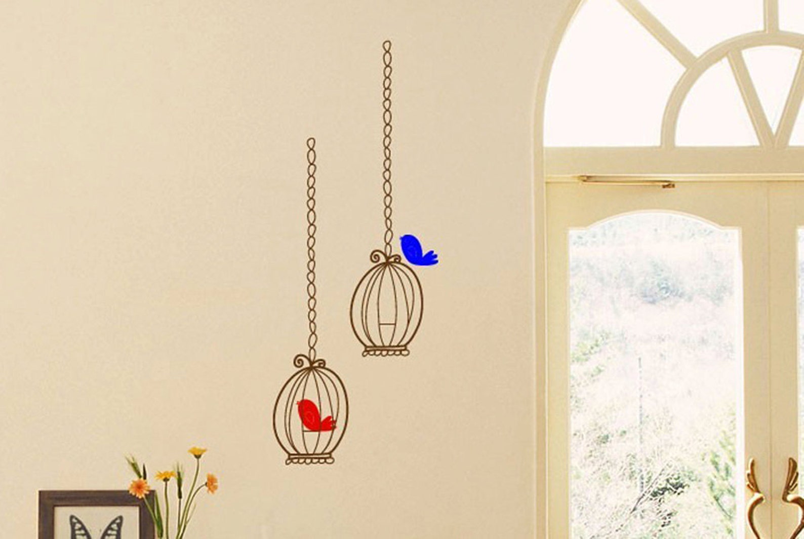 Bird Cage Vinyl Wall Decal Size LARGE Bird Birdcage Bird Etsy