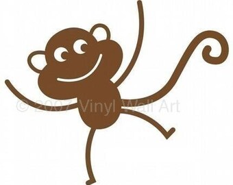 Monkey Vinyl Decal - Home Decor, Children's Room Decor, Nursery Design, Animal Decal, Office Decor