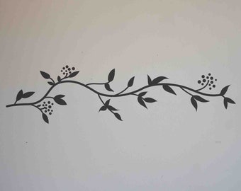 Leafy Border Vinyl Wall Decal size LARGE - Flower Decal, Home Decor, Office Decor, Kitchen Design, Bedroom Decal, Garden Design,