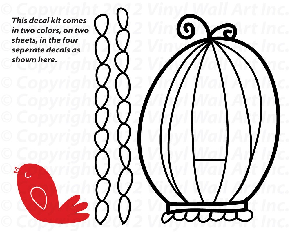 Bird Cage Vinyl Wall Decal Size LARGE Bird Birdcage Bird Etsy