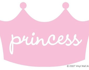 Princess Crown Vinyl Wall Decal size MEDIUM - Little Girl Decal, Children's Room Decor, Nursery Design, Princess Design, Crown Decal